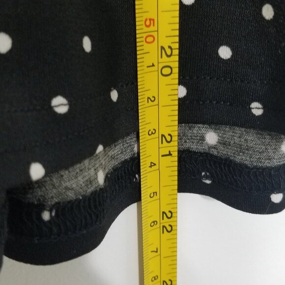 Proportion Petite Black Skirt White Polka Dot Business Casual Fit & Flare Skirt - Picture 4 of 5